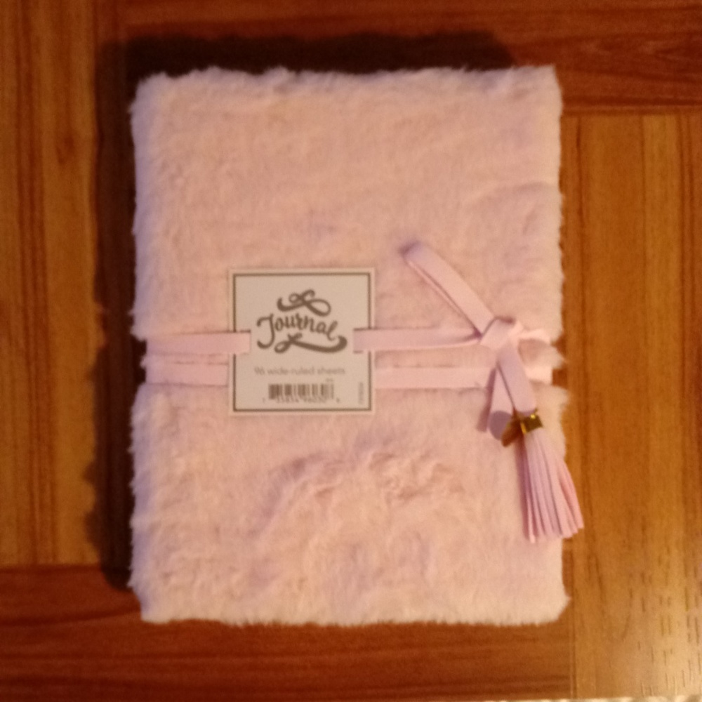 Pink Furry Ruled Page Writing Journal With Ribbon
